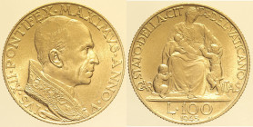 ROMA - Città del Vaticano - Pio XII (1939-1958) 100 Lire 1943 Roma Gig. 101 Au RR AU Oro Gold gr. 5,19 Solo 1000 pezzi coniati