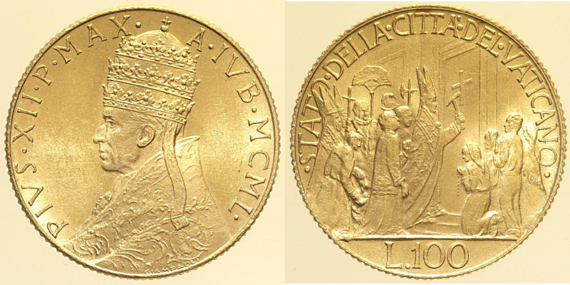 ROMA - Città del Vaticano - Pio XII (1939-1958) 100 Lire 1950 IVB Roma, Gig. 108...