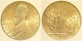 ROMA - Città del Vaticano - Pio XII (1939-1958) 100 Lire 1950 IVB  Roma, Gig. 108 AU Oro Gold gr. 5,19