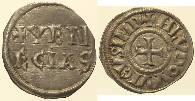 VENEZIA - Ludovico I il Pio (814-840) Denaro, 819-822, CNI 12 var. RR AG gr. 2,5...
