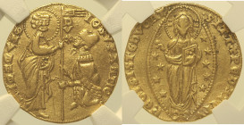 VENEZIA. Giovanni Soranzo (1312-1328) Ducato, Mont. 74 Paol. 1 Fr. 1218 RR AU Oro Gold In Slab NGC AU 50. Solo 5 esemplari con grado più alto.