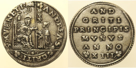 VENEZIA - Andrea Gritti (1523-1538) - Osella anno XIII (1535) - RRR AG g. 9,56 proveniente da montatura ma bei rilievi. Rarissima