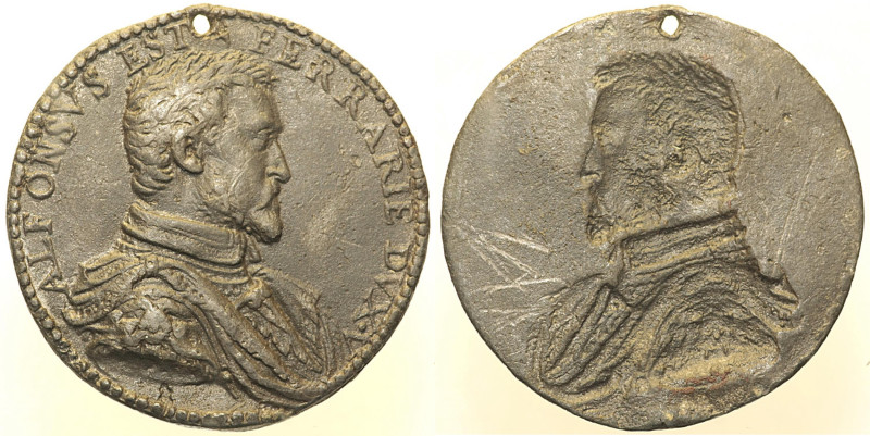 ALFONSO II D’ESTE (1533-1597)Medaglia in piombo uniface s.d. (databile al 1559) ...