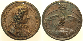 FRANCESCO II D’ESTE (1660-1694) Medaglia in bronzo s.d. fusa a ricordo dell’universalita’ della Casa d’Este mm 42, autore Giovanni Battista Guglielmad...