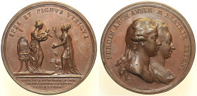 ERCOLE RINALDO III D’ESTE (1727-1803) Medaglia in rame a ricordo della nascita del primo figlio maschio di Maria Beatrice e Ferdinando avvenuta il 13 ...