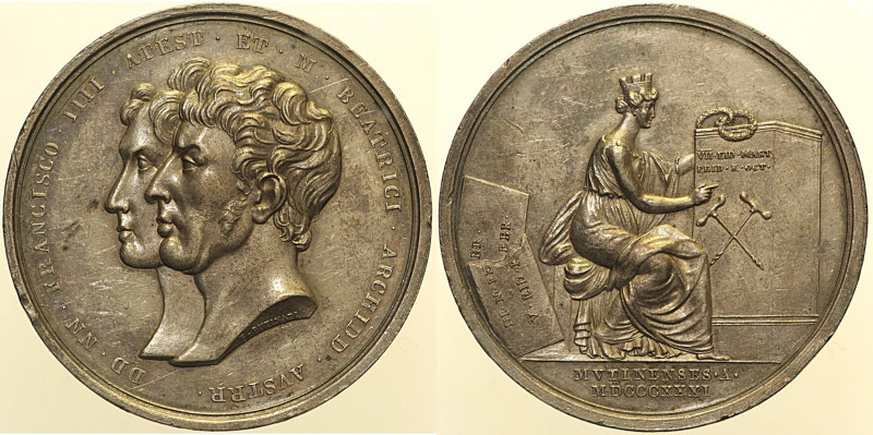 FRANCESCO IV D’AUSTRIA D’ESTE (1779-1846) Medaglia in argento per il ritorno a M...