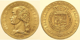 REGNO DI SARDEGNA- VITTORIO EMANUELE I (1802-1821) 20 Lire 1820 TORINO Gig. 15 R AU Oro Gold gr. 6,43
