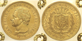 REGNO DI SARDEGNA - CARLO FELICE (1821-1831) 80 Lire 1828 Torino Gig. 10 AU Oro Gold Periziata da Fabio Grimoldi  BB+