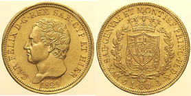 REGNO DI SARDEGNA - CARLO FELICE (1821-1831) 80 Lire 1829 Genova Gig. 11 AU Oro Gold gr. 25,77 leggeri ritocchi al bordo ma ottimi rilievi con fondi l...