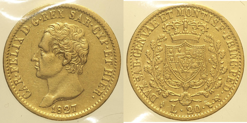 REGNO DI SARDEGNA - CARLO FELICE (1821-1831) 20 lire 1827 Torino Gig. 28 AU Oro ...