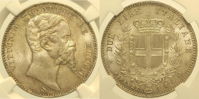 RE ELETTO - VITTORIO EMANUELE II (1859-1861) - 2 Lire 1860 Firenze Gig. 7 R AG In Slab NGC MS 66. TOP POP BEST - GRADE NGC. E' l'unico esemplare certi...