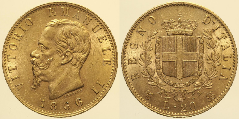 REGNO D’ITALIA - VITTORIO EMANUELE II (1861-1878) - 20 lire 1866 Torino - Gig. 1...