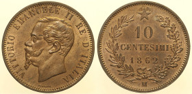 REGNO D’ITALIA - VITTORIO EMANUELE II (1861-1878) 10 Centesimi 1862 Milano, Gig. 88, CU gr. 10,04
