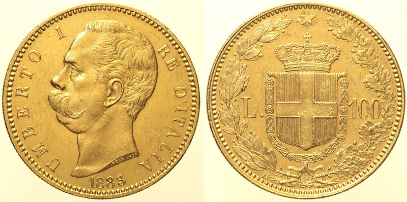 REGNO D'ITALIA - UMBERTO I (1800-1896) 100 Lire 1883 Roma Gig. 3 R AU Oro Gold g...