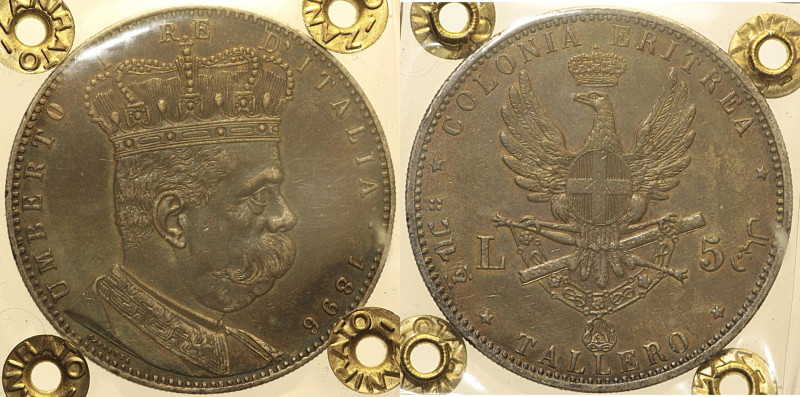 COLONIA ERITREA - UMBERTO I (1890-1896) Tallero 1896 Gig. 2 R AG Periziata Loris...