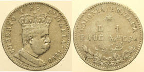 COLONIA ERITREA - UMBERTO I (1890-1896) 1 Lira 1890 Gig. 5 NC AG gr. 4,90