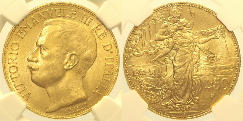 REGNO D’ITALIA - VITTORIO EMANUELE III (1900-1943) 50 Lire 1911 Roma "Cinquanten...