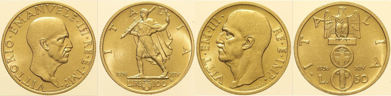 REGNO D'ITALIA - VITTORIO EMANUELE III (1900-1943) Coppiola 100+50 Lire 1936 Gig...