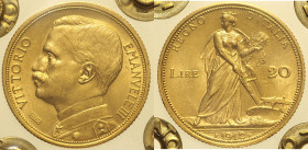 REGNO D’ITALIA - VITTORIO EMANUELE III (1900-1943) 20 Lire 1912 Roma "Aratrice" Gig 31 R AU Oro Gold Periziata Loris Zanirato qFDC/FDC