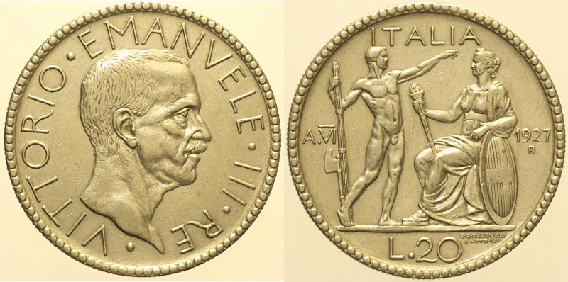 REGNO D’ITALIA - VITTORIO EMANUELE III (1900-1943) 20 Lire 1927 VI Littore Roma....