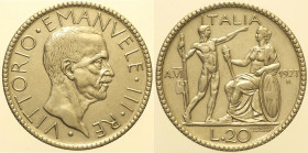 REGNO D’ITALIA - VITTORIO EMANUELE III (1900-1943) 20 Lire 1927 VI Littore Roma. Gig. 36 AG