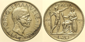 REGNO D’ITALIA - VITTORIO EMANUELE III (1900-1943) 20 Lire 1928 VI Littore Roma Gig 36 AG NC macchie marginali
