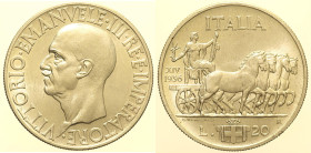 REGNO D’ITALIA - VITTORIO EMANUELE III (1900-1943) 20 Lire 1936 Roma Gig 45 AG