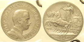 REGNO D’ITALIA - VITTORIO EMANUELE III (1900-1943) 2 Lire 1911 Quadriga Veloce Roma Gig. 98, Ag RR - Periziata Numismatica Bassani SPL/FDC