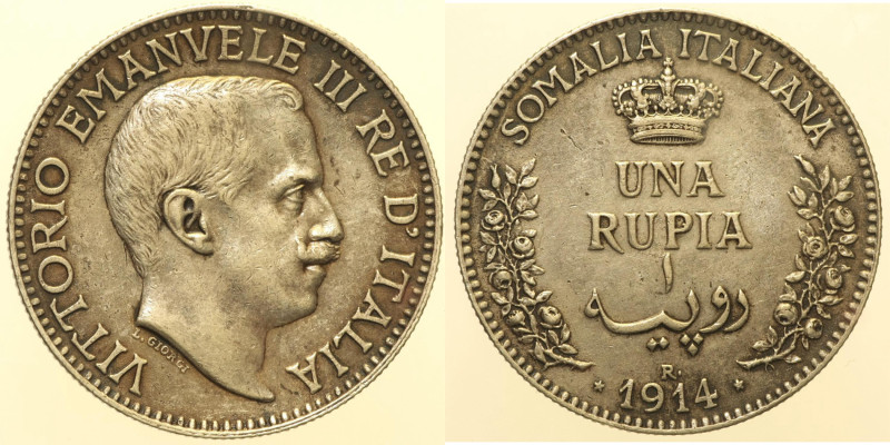 SOMALIA ITALIANA - VITTORIO EMANUELE III (1909-1925) Rupia 1914 Roma gig. 4 NC A...