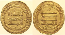 ISLAM Abbasidi, Al-Radi (AH322-329/ 930-940): dinar 324h zecca Suq al-Awaz (Album#254#1, Bernardi#285Nf  R)  AU Oro Gold gr. 6,35. Peso elevatissimo i...