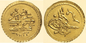 ISLAM Turchia, Mahmud (AH1223-1255/1808-1839): 1/4 altin 1223/14 (KM#627)  AU Oro Gold gr. 0.61