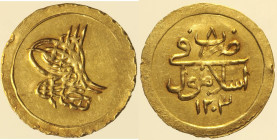 ISLAM Ottomani, Selim III (1789-1807) 1/4 findik ah1203/8 (1795), zecca Istanbul (Schlumberger#36, KM#514,Friedberg#81  R) AU Oro Gold gr. 0,87