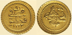 ISLAM Otomani, Mahmud II (AH1223-1255/1808-1839) 1/4 zeri mahbub AH1223/9=1815 (KM#608, Schlumberger#141, Friedberg#88), zeCca Qustantiniyah AU Oro Go...