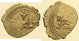 ISLAM Arabo-Ispaniche, Taifa di Toledo e Valencia, Yahya al-Ma'mun (435-467H) Frazione di dinar (Vives#1100, Prieto#335) AU Oro Gold gr. 1.01