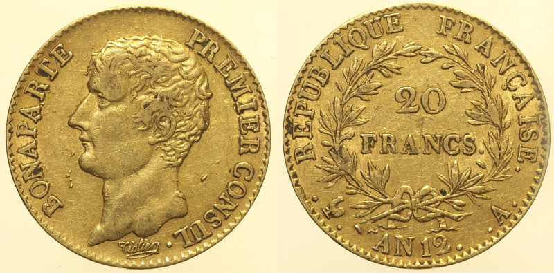 FRANCIA - NAPOLEONE I (1804-1814) 20 Franchi An. 12 A, Parigi. Varesi 256 Au g 6...