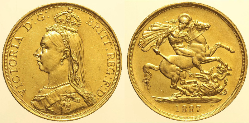 GRAN BRETAGNA- Victoria I (1837-1901) 2 Pounds 1887 AU Oro Gold gr.15,98 minimi ...