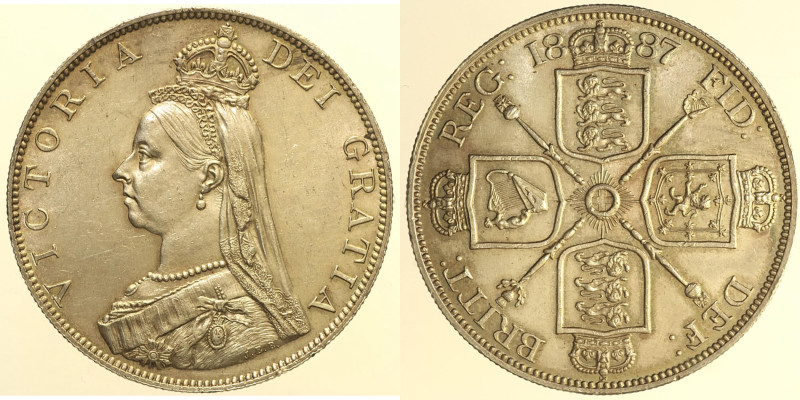 GRAN BRETAGNA Victoria I (1837-1901) Double Florin 1887 KM 763 AG gr. 22,58 mini...