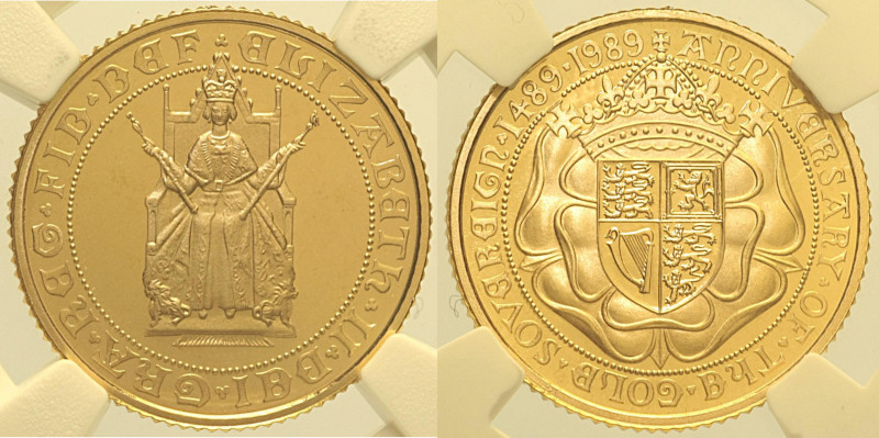 GRAN BRETAGNA - Elisabetta II (1952-2022) Proof Half Sovereign 1989 London AU Or...