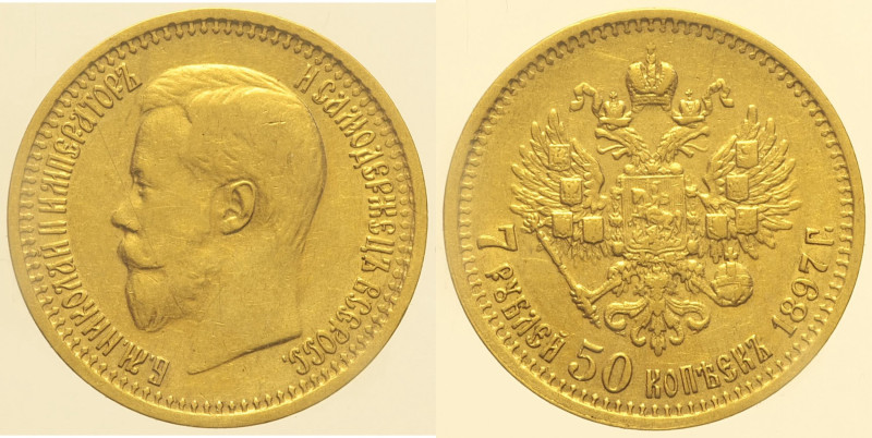 RUSSIA - Nicola II (1894-1917) - 7,5 Rubli 1897. Fr 178 Varesi 606 AU Oro Gold g...