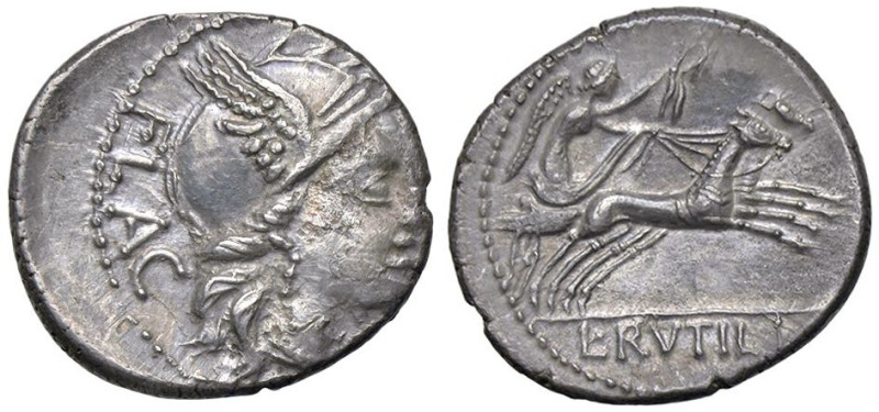 ROMANE REPUBBLICANE - RUTILIA - L. Rutilius Flaccus (77 a.C.) - Denario B. 1; Cr...