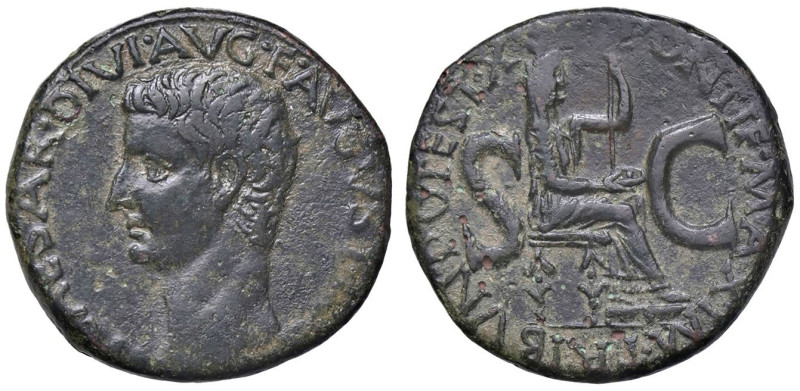 ROMANE IMPERIALI - Tiberio (14-37) - Asse C. 18 (AE g. 10,87) Con cartellino Cle...