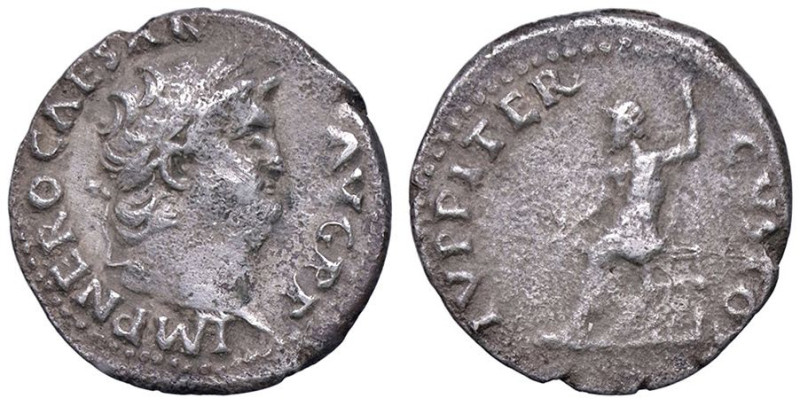 ROMANE IMPERIALI - Nerone (54-68) - Denario (AG g. 3,22) Metallo poroso

 Meta...