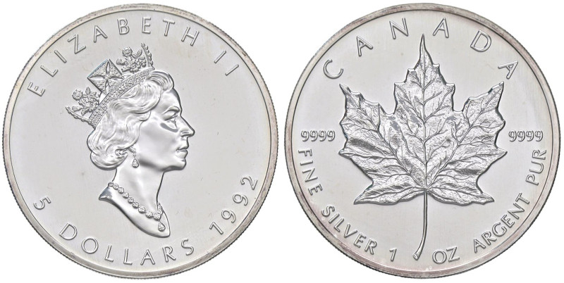 ESTERE - CANADA - Elisabetta II (1952-2022) - 5 Dollari 1992 Kr. 187 AG

Statu...