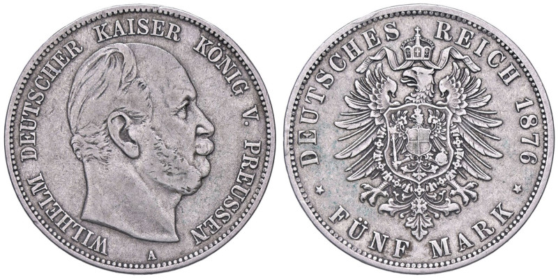 ESTERE - GERMANIA - PRUSSIA - Guglielmo I (1861-1888) - 5 Marchi 1876 A Kr. 503....