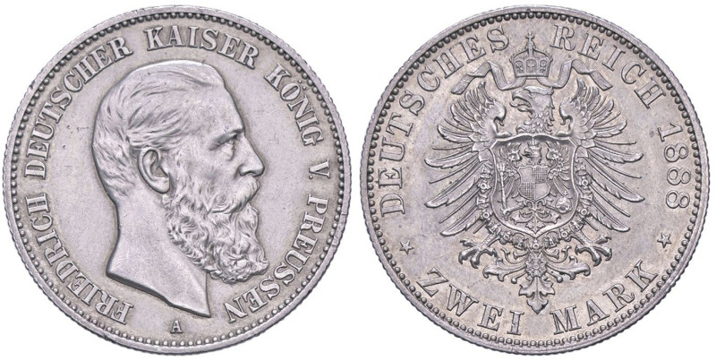 ESTERE - GERMANIA - PRUSSIA - Federico III (1888) - 2 Marchi 1888 A Kr. 510 AG
...