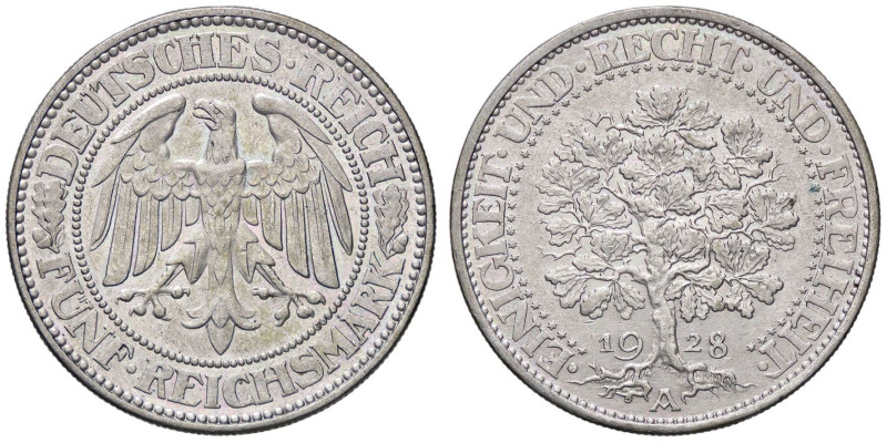 ESTERE - GERMANIA - Repubblica di Weimar (1919-1933) - 5 Marchi 1928 A Kr. 56 AG...