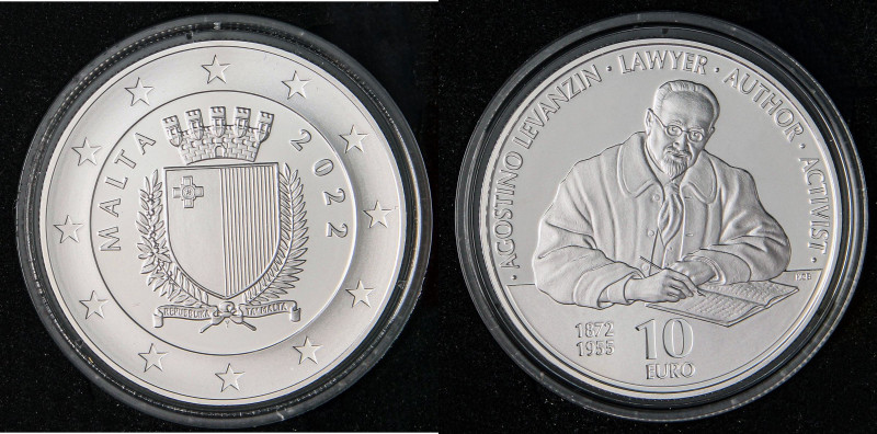 ESTERE - MALTA - Repubblica - 10 Euro 2022 - Agostino Levanzin AG In confezione...