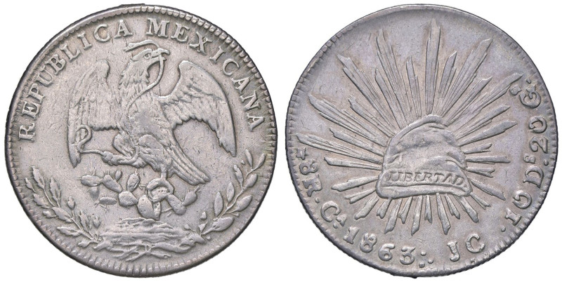 ESTERE - MESSICO - Repubblica (1823) - 8 Reales 1863 Ca JC Kr. 377 AG Appiccagno...