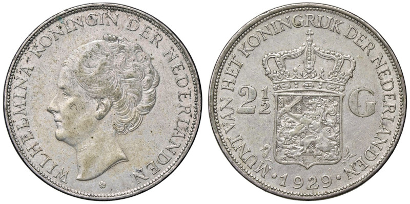 ESTERE - OLANDA - Guglielmina (1890-1948) - 2,5 Gulden 1929 Kr. 165 AG

Status...