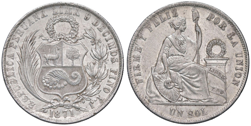 ESTERE - PERU' - Repubblica (1822) - Sol 1871 Kr. 196.3 AG Segni

 Segni

St...